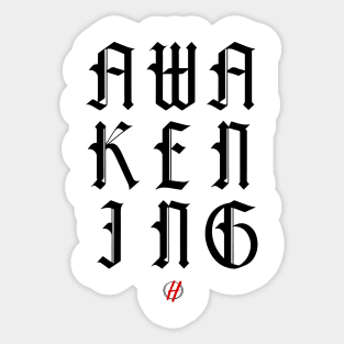 Awakening Black Logo Cursive Sticker